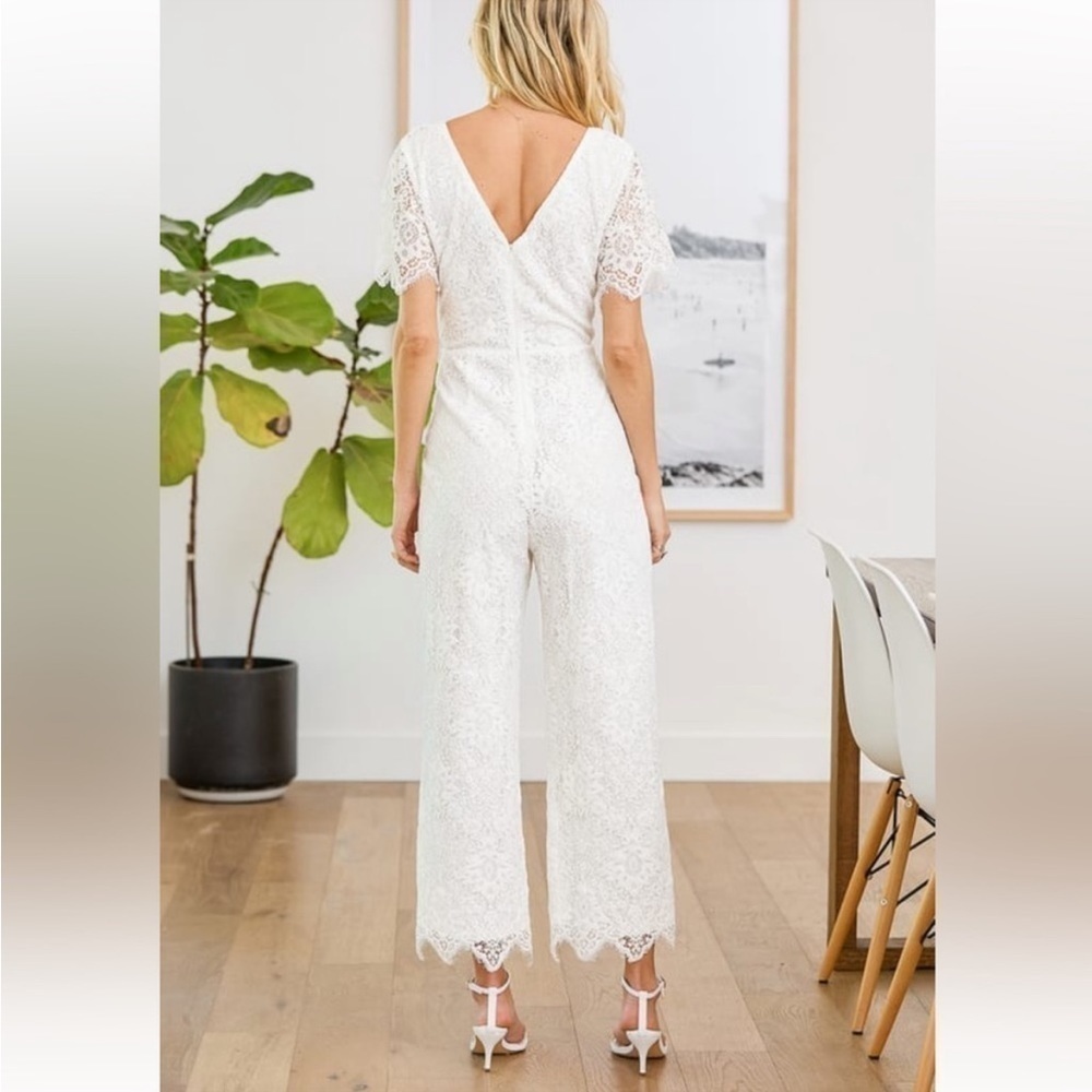 Lulu’s White Glorious Love Lace V-neck Jumpsuit - Picture 2 of 13